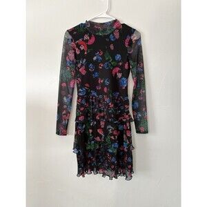 Desigual x Christian Lacroix Short Floral Dress With Layered Pleated Skirt Sz S